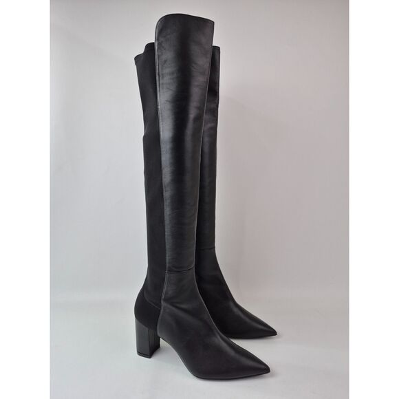 Stuart Weitzman Women's Black Linsi Over the Knee Boot Pointed Toe Heel Size 6.5 - Picture 1 of 7